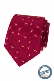 Вратовръзка с копринени шарки в бордо
