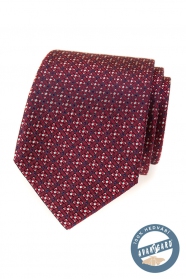 Червена копринена вратовръзка с цветен десен