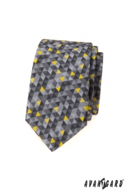 Сива тясна вратовръзка с триъгълна шарка