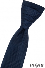Тъмносиня френска вратовръзка с шарка