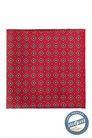 Червена копринена кърпичка с шарка
