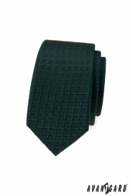 Тъмнозелена тясна вратовръзка с решетка
