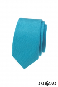 Тясна вратовръзка с тюркоазен матов цвят