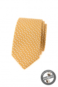 Жълта памучна тясна вратовръзка с триъгълници