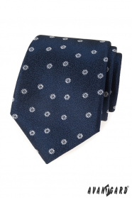 Синя текстурирана вратовръзка с бяла шарка