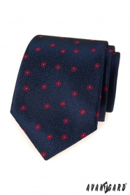 Синя мъжка вратовръзка с червена шарка