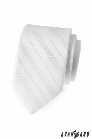 Мъжка вратовръзка бели гланцови линии