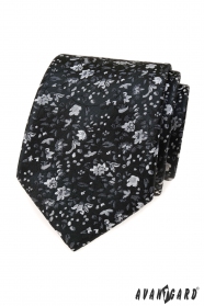 Черна вратовръзка с цветя