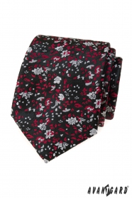 Черна вратовръзка с червено-сив десен