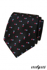 Черна текстурирана вратовръзка с шарка