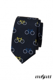 Синя тясна вратовръзка, цветен велосипеден модел