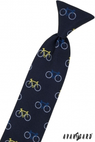 Синя детска вратовръзка 31см цветен велосипед