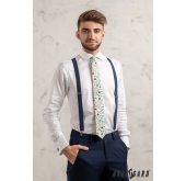 Кремова вратовръзка с коледен десен - ширина 7 см