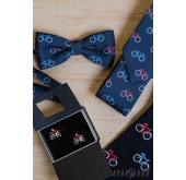 Синя вратовръзка с колоездене - ширина 7 см