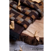 Кафяв шал с карирана шарка - 180x31 cm