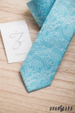 Тюркоазена тясна вратовръзка с пейсли шарка - ширина 6 см