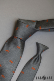 Сива вратовръзка, оранжева лисица - ширина 7 см