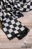 Черен и сив шал на каре - 180x31 cm