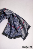 Сиво-сив шал с червена ивица - 180x31 cm