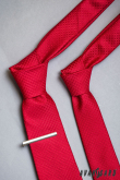 Червена вратовръзка със структурирана шарка - ширина 6 см