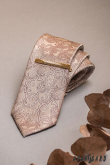 Бежова вратовръзка с пейсли мотив - ширина 7 см