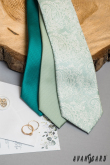 Зелена вратовръзка с орнаменти - ширина 7 см