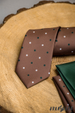 Светлокафява вратовръзка на точки - ширина 7 см