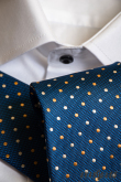 Синя структурирана вратовръзка на точки - ширина 8 см