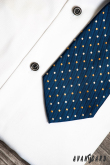Синя структурирана вратовръзка на точки - ширина 8 см