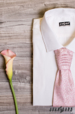 Френска вратовръзка на пудра розов модел пейсли - универсален