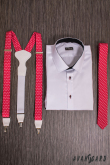 Червена тясна вратовръзка на бели полка точки - ширина 5 см