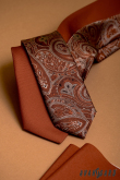 Тясна вратовръзка с кафяв пейсли шарка - ширина 6 см