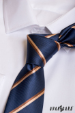 Тъмно синя тясна вратовръзка с кафяво райе - ширина 6 см