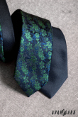 Тясна вратовръзка със синьо-зелена шарка на цветя - ширина 5 см