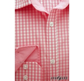 Тънка мъжка риза с розово кубче, дълги ръкави - 43/182
