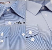 Мъжка Slim Fit риза със сини и бели райета - 41/42/194