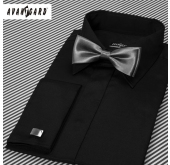 Slim Fit мъжка риза с покрити копчета Черна - 46/182