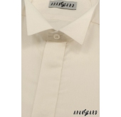 Мъжка риза смокинг с покрити копчета, кремав - 52/194