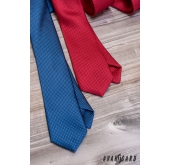 Тъмно синя тясна вратовръзка с преплетен десен