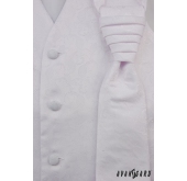 Мъжка сватбена жилетка с вратовръзка Бяла гланцова шарка - 66