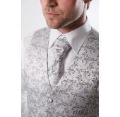 Мъжка сватбена жилетка с вратовръзка, сребърни орнаменти - 64