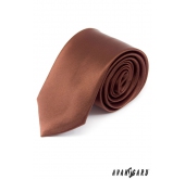 Кафява гладка вратовръзка за мъже - ширина 7 см