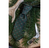 Зелена вратовръзка с мотив елен - ширина 7 см