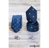 Синя вратовръзка с мотив ПОДКОВА
