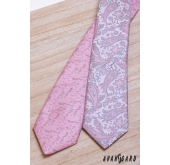 Розово-сива вратовръзка Пейсли - ширина 7 см