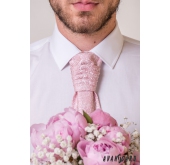 Френска вратовръзка на пудра розов модел пейсли - универсален