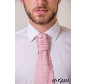 Пудра розова френска вратовръзка с шарка Пейсли - универсален