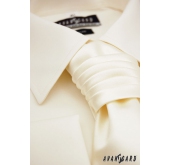 Деликатна гладка кремообразна сватбена вратовръзка - универсален