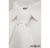Бяла гладка лъскава сватбена вратовръзка - универсален
