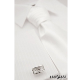 Бяла гладка лъскава сватбена вратовръзка - универсален